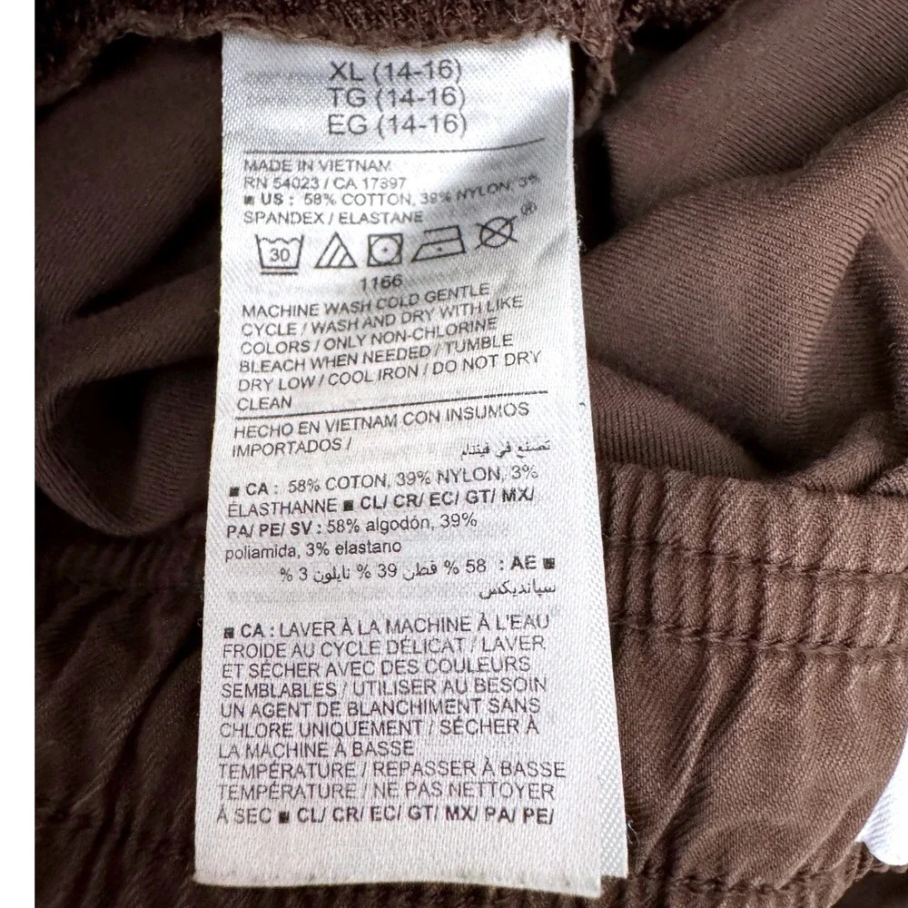 Old Navy Tech Taper Cargo Pants Coffee Grounds Brown Size XL 14-16 Quick Dry